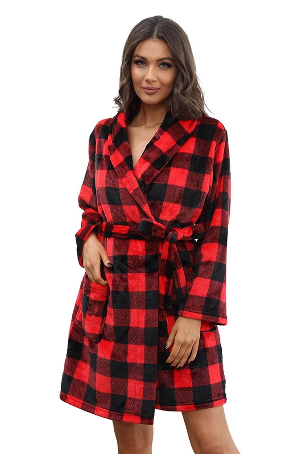 Skims Cozy Knit Robe Plaid