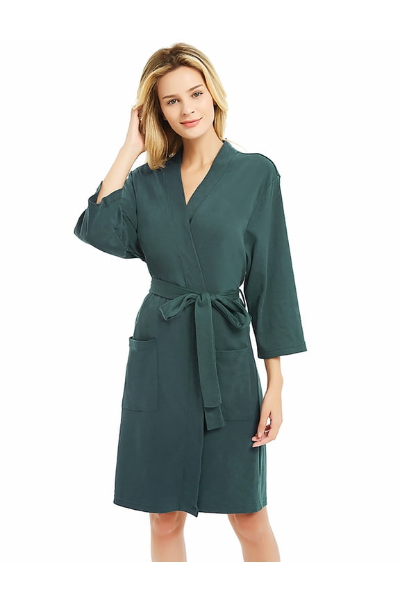 Womens Robes, Soft Spa Knit Bathrobe Lightweight Loungewear,(Teal Blue,S)