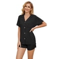 thumbnail image 1 of U2SKIIN Womens Short Pajama Set, Button Down Lightweight Pajama Set for Women Loungewear,(Black,S), 1 of 5