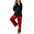thumbnail image 1 of U2SKIIN Womens Ultra Soft Plush Plaid Pajamas Set Fluffy Loungewear Fuzzy Pjs for Women Cozy Sleepwear Warm Pullover（Black+Buffalo Plaid-Red, M）, 1 of 5