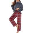 thumbnail image 1 of U2SKIIN Womens Ultra Soft Plush Plaid Pajamas Set Fluffy Loungewear Fuzzy Pjs for Women Cozy Sleepwear Warm Pullover（Dark Grey+Red Green Plaid, 2XL）, 1 of 5