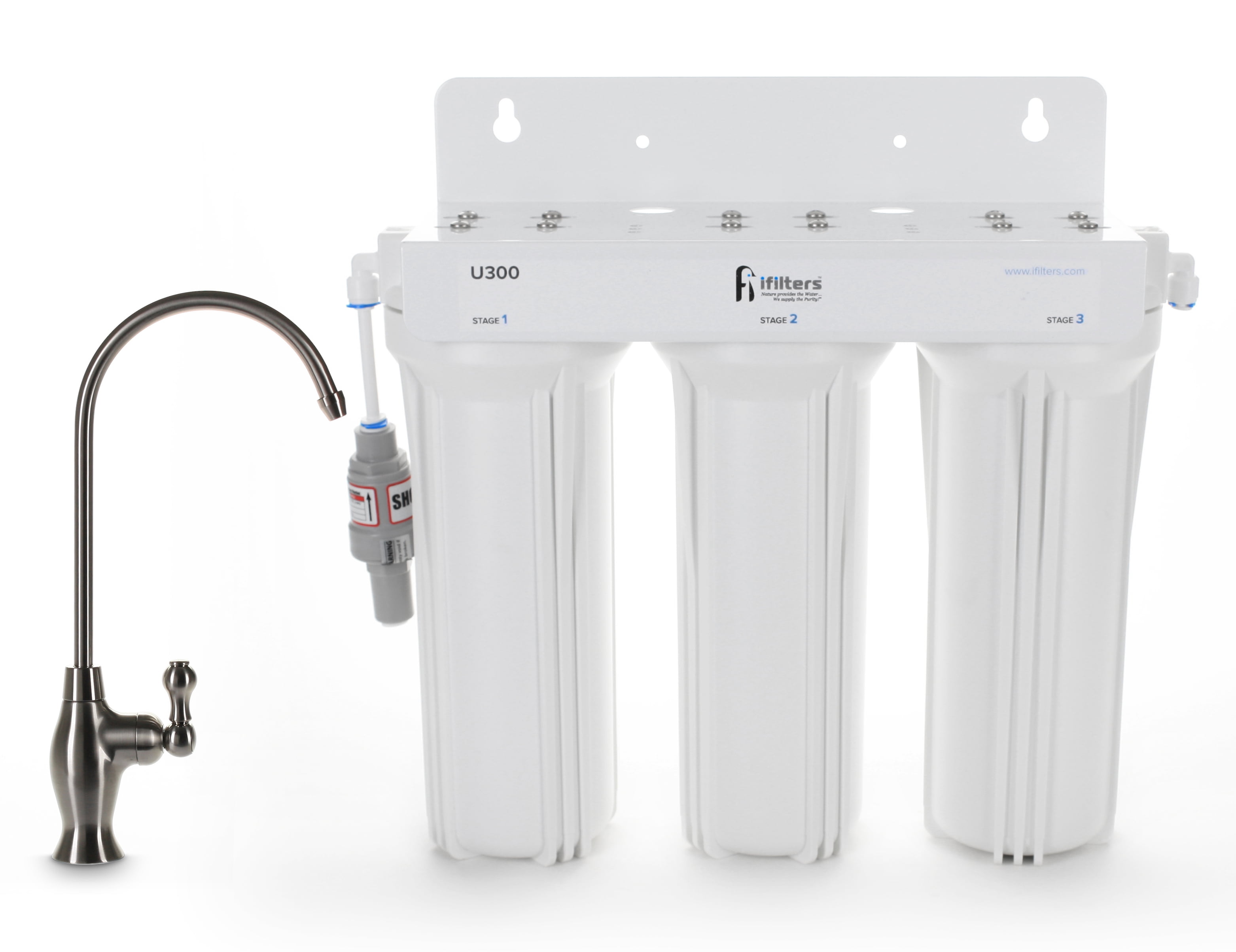 U300 3-Stage White Under-Sink Water Filtration System with Designer Faucet