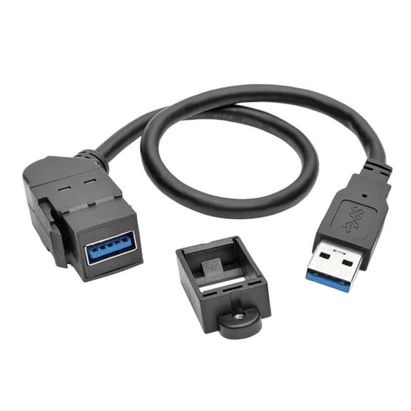 U324-001-KPA-BK USB Cables / IEEE 1394 Cables USB 3.0 Panel Mount Ext. Cable Angled 1'