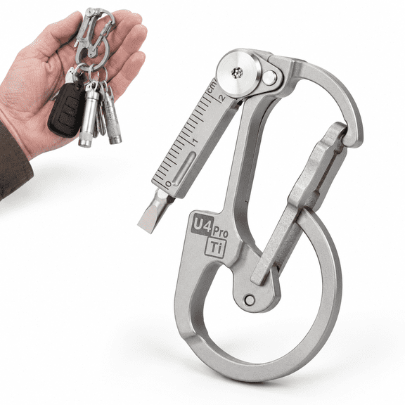 U4 Pro+ Carabiner Multitool with Dual-Bit, Titanium Alloy EDC Gear