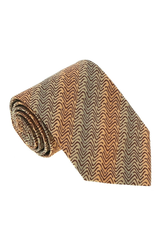 U5297 Brown/Gold Sharkskin 100% Silk Tie