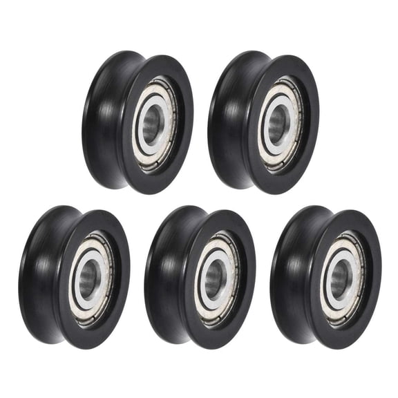 U625ZZ Nylon Pulley U Groove Ball Bearing Roller Guide Wheel 5x20x7mm Double Metal Shielded (GCr15) Chrome Steel Bearings 5pcs