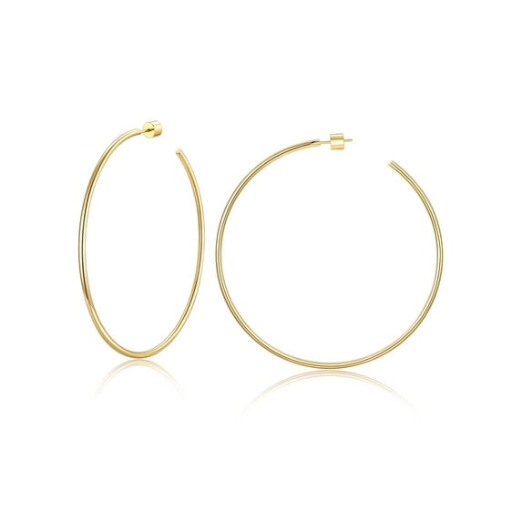 U7 14K Gold Plated Hoop Earrings for Women 70MM Large Hypoallergenic Ear Hoop Jewelry Gift for Her Birthday Christmas Stuffers