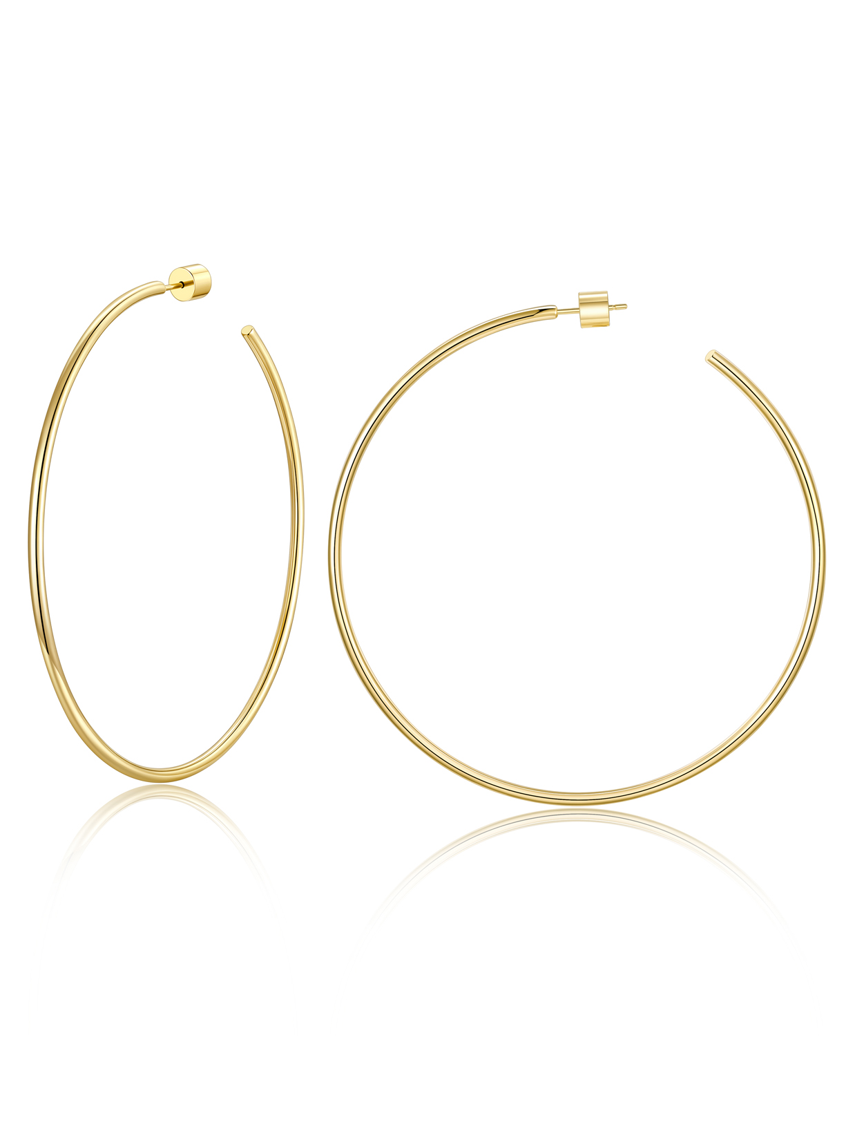 U7 14K Gold Plated Hoop Earrings for Women 70MM Large Hypoallergenic Ear Hoop Jewelry Gift for Her Birthday Christmas Stuffers