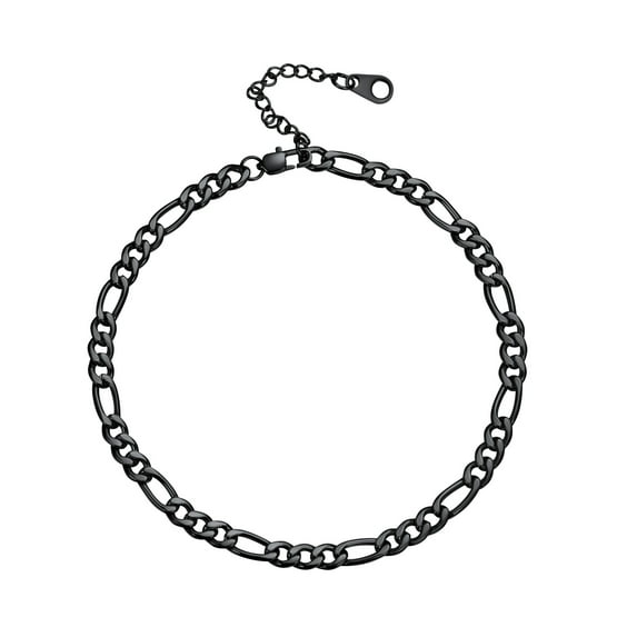 U7 Anklets 5MM Figaro Chain Bracelet for Women Men Stainless Steel Black Foot Chain Beach Jewelry Gift for Birthday