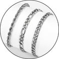 thumbnail image 1 of U7 Anklets Bracelets for Women 3Pcs Layered Stainless Steel Waterproof Cuban Curb Rope Figaro Chain Anklets Set Jewelry Gift, 1 of 7