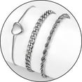 thumbnail image 1 of U7 Anklets Bracelets for Women 3Pcs Layered Waterproof Stainless Steel Cuban Curb Rope Heart Charm Chain Anklets Set Birthday Jewelry Gift, 1 of 7