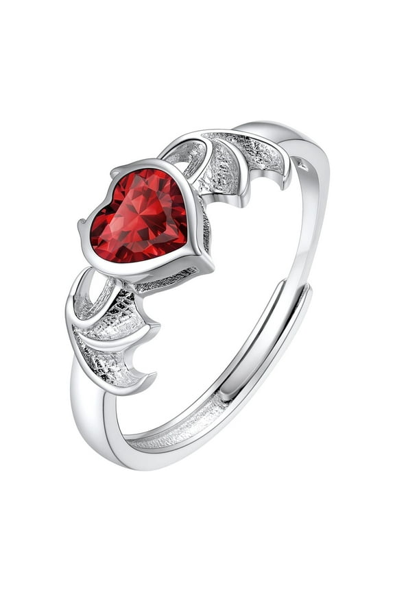 Birthstone Heart Ring for Women Teen Gilrs 925 Sterling Silver Band Rings January Garnet Crystal Gemstone Ring Jewelry Birthday Gift for Daughter Wife