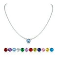 thumbnail image 1 of U7 Birthstone Necklace 925 Sterling Silver Choker Necklaces for Women Round Aquamarine March Gemstone Necklaces for Daughter Birthday Anniversary Gift, 1 of 8