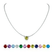 U7 Birthstone Necklace 925 Sterling Silver Choker Necklaces for Women Round Emerald May Gemstone Halo Necklaces for Daughter Birthday Anniversary Gift