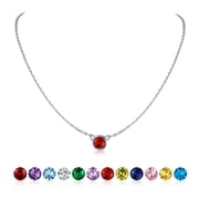Birthstone Necklace 925 Sterling Silver Choker Necklaces for Women Round Ruby July Gemstone Necklaces for Daughter Birthday Anniversary Gift