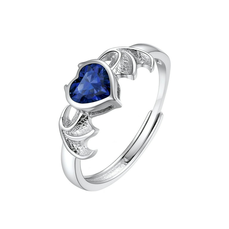 U7 Birthstone September Bat Wing Ring S925 Sterling Silver