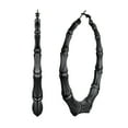 thumbnail image 1 of U7 Black Big Hoops Bamboo Earring 80mm Chunky Women's Earrings Stainless Steel Hoops Gift Christmas Jewelry, 1 of 7