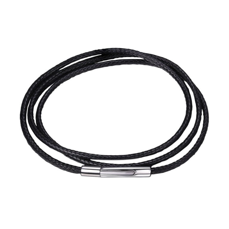 2mm Genuine Black Leather Necklace Cord with Stainless Steel Clasps Mens  Womens 