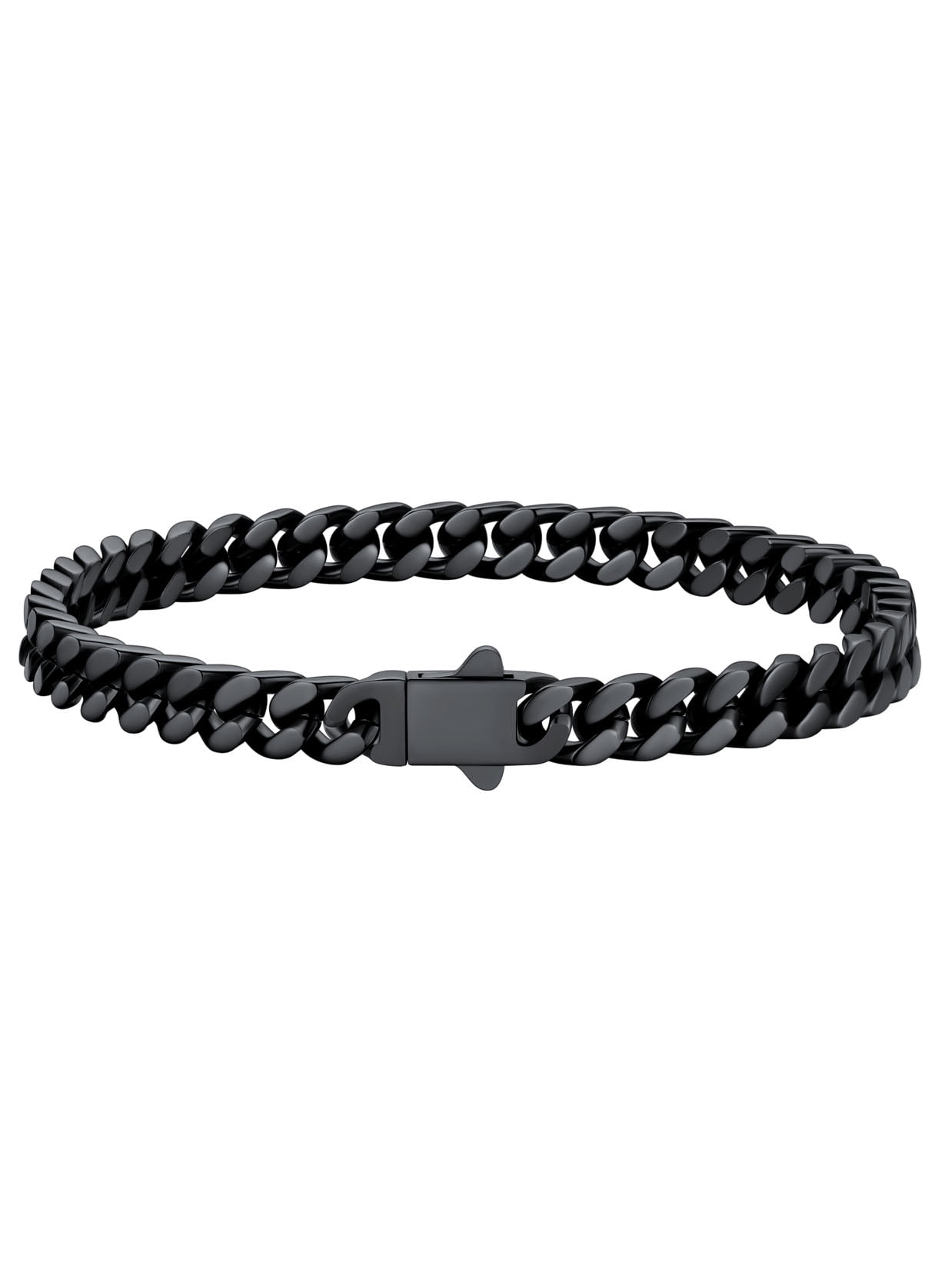U7 Black Miami Cuban Bracelet for Men 5mm Charm Bracelet Chain Stainless Steel Birthday Valentines Jewelry Gift 7.5inch