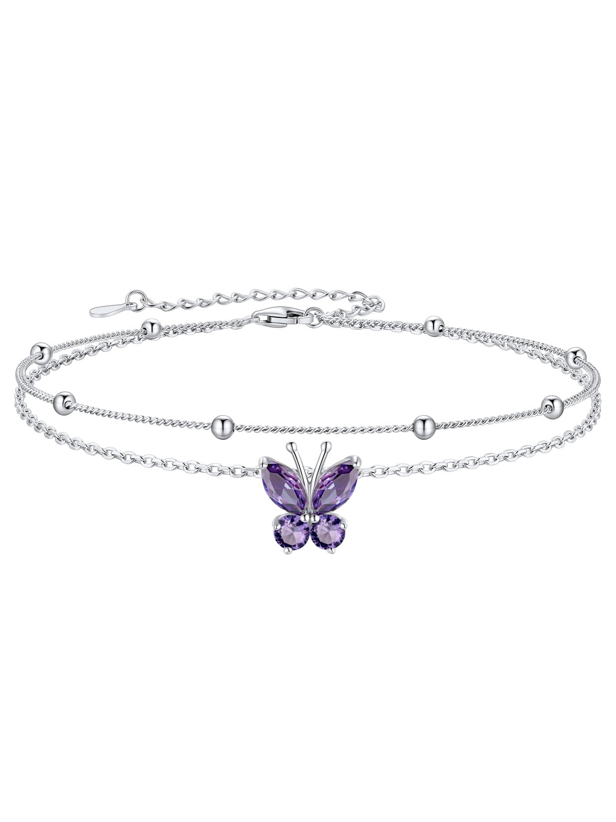 Women's Butterfly Fringe Anklet – Stainless Steel Elegant Foot Bracelet, Silver Ankle Jewelry Gift For Her