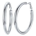 thumbnail image 1 of U7 Chunky Hoop Earrings for Women Stainless Steel Jewelry Silver Large Earring 60mm Birthday Christmas Gift for Daughter Wife, 1 of 6
