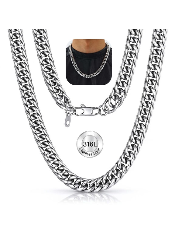 Chunky Miami Cuban Link Chain for Men 12MM 22 Inch Stainless Steel Franco Curb Necklace Birthday Christmas Stuffers Jewelry Gift for Him Son Husband