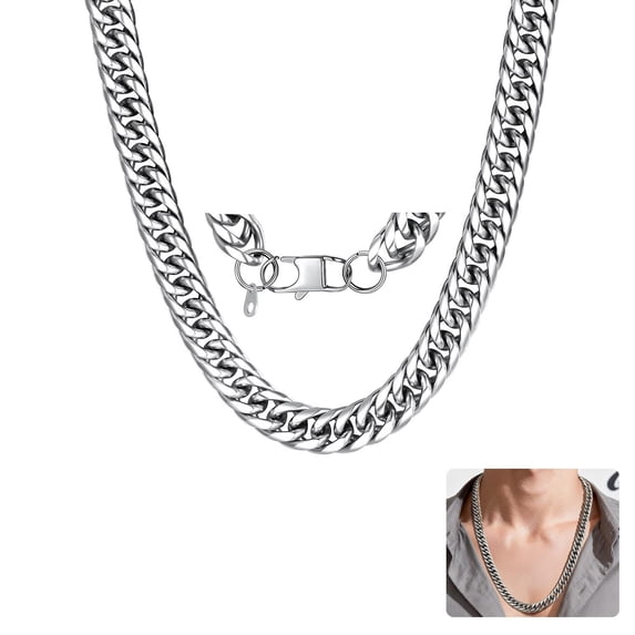 U7 Chunky Miami Cuban Link Chain for Men Women 12MM Wide 22 Inch Stainless Steel Franco Curb Necklace Punk Rapper Birthday Father's Day Jewelry Gift for Him Son Husband