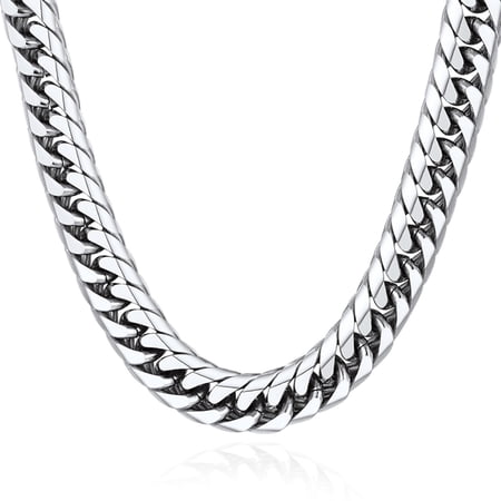 U7 Chunky Miami Cuban Link Chain for Men Women 12MM Wide 22 Inch Stainless Steel Franco Curb Necklace Punk Rapper Birthday Father's Day Jewelry Gift for Him Son Husband