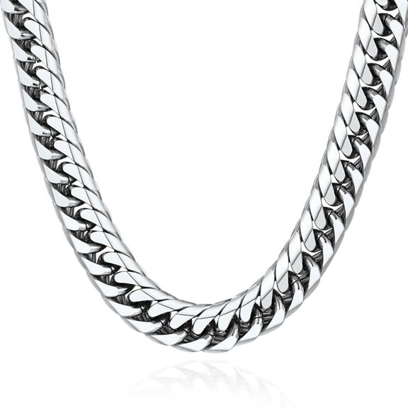 U7 Chunky Miami Cuban Link Chain for Men Women 12MM Wide 26 Inch Stainless Steel Franco Curb Necklace Punk Rapper Birthday Father's Day Jewelry Gift for Him Son Husband