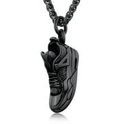 U7 Cool Sport Jewelry Stainless Steel Black Plated Running Shoe Pendant Necklace for Boys