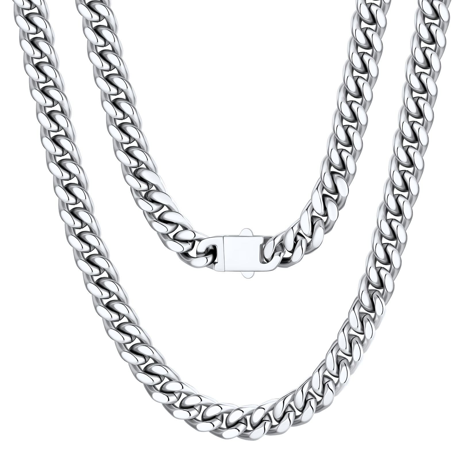 U7 Cuban Chain Necklace for Mens Chunky 7mm 22inch Stainless Steel Miami Curb Link Necklace Jewelry Gift