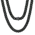 thumbnail image 1 of U7 Cuban Chain Necklace for Mens Chunky Black Miami Curb Link 7mm 22inch Necklace Hip Pop Jewelry Gift, 1 of 8