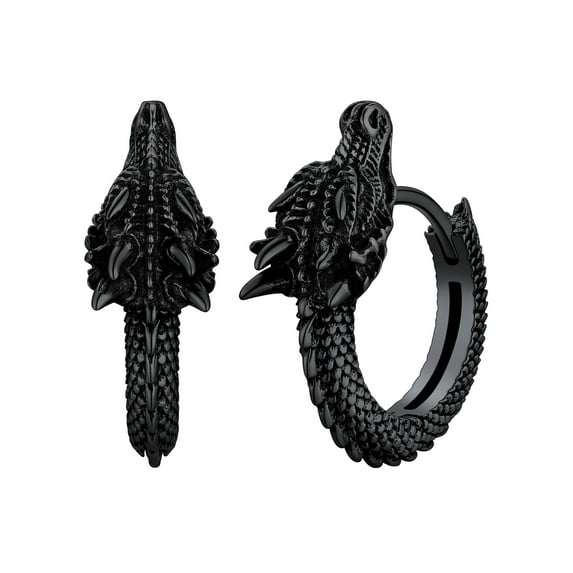 U7 Dragon Huggie Hoop Earrings for Men Women Sterling Silver Hypoallergenic S925 Punk Rock Earrings Jewelry Gift for Dad Boyfriend