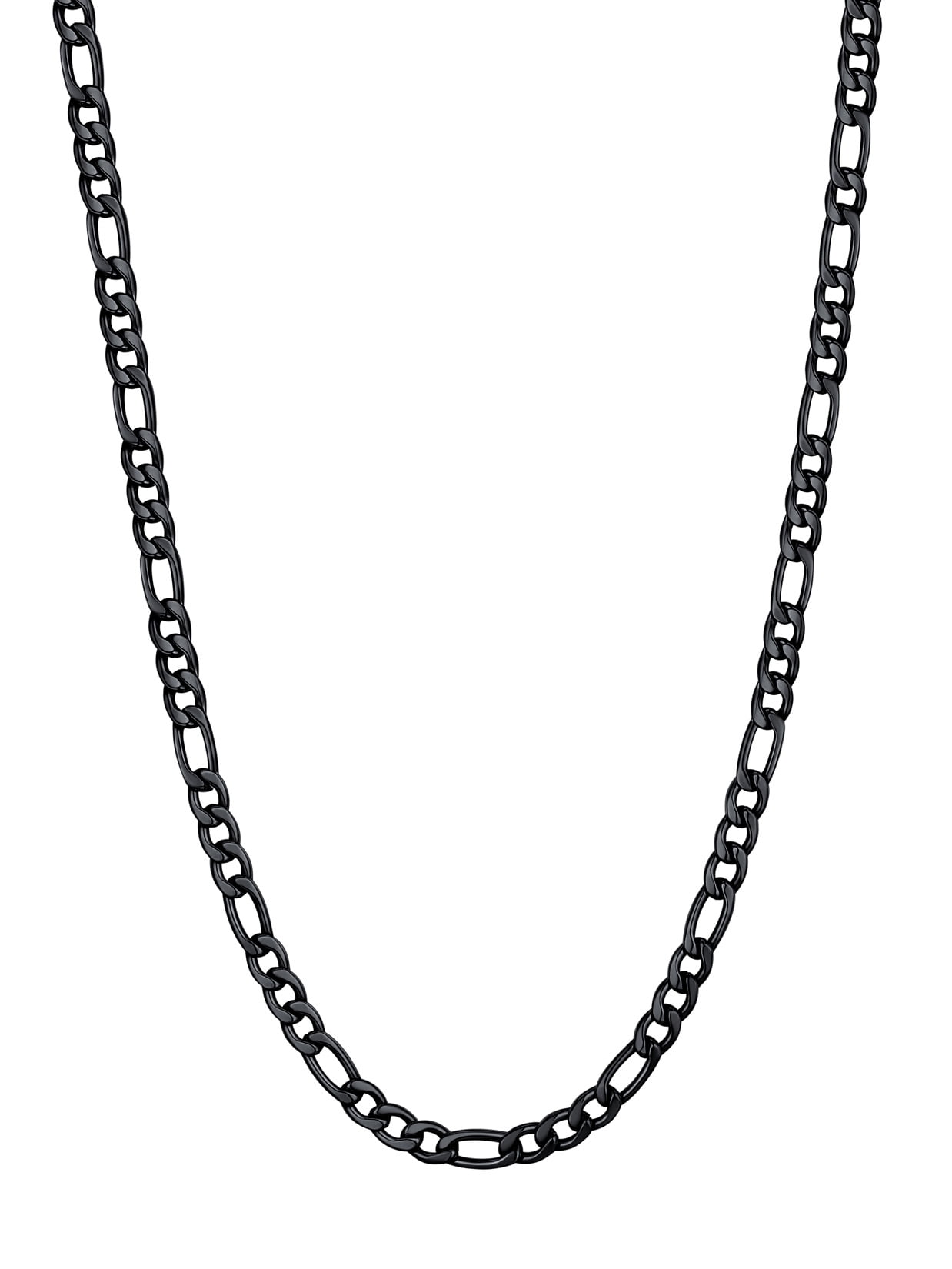 U7 Figaro Chain Stainless Steel Necklace for Men Women 3MM Black Plated Chain 20 Inch for Birthday Gift