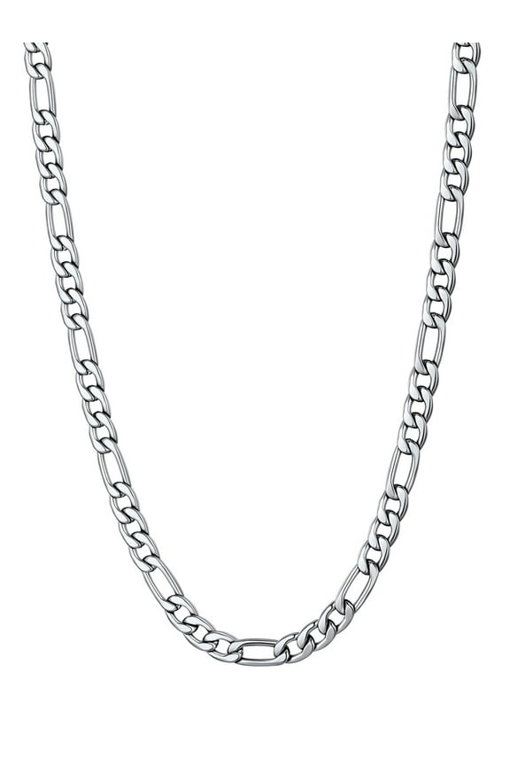 Figaro Chain for Mens Stainless Steel 5MM 18 Inch Men Women Silver Tone Chain Necklace Birthday Gift