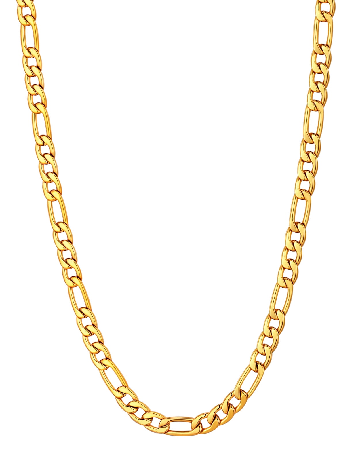U7 Figaro Chain for Mens Stainless Steel 5MM 20 Inch Men Women 14K Gold Plated Chain Necklace Birthday Gift