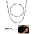 thumbnail image 1 of U7 Figaro Necklace for Men Silver Chain Bracelet Stainless Steel Jewelry Set 2-Piece in 5MM Width 18 Inch, 1 of 7
