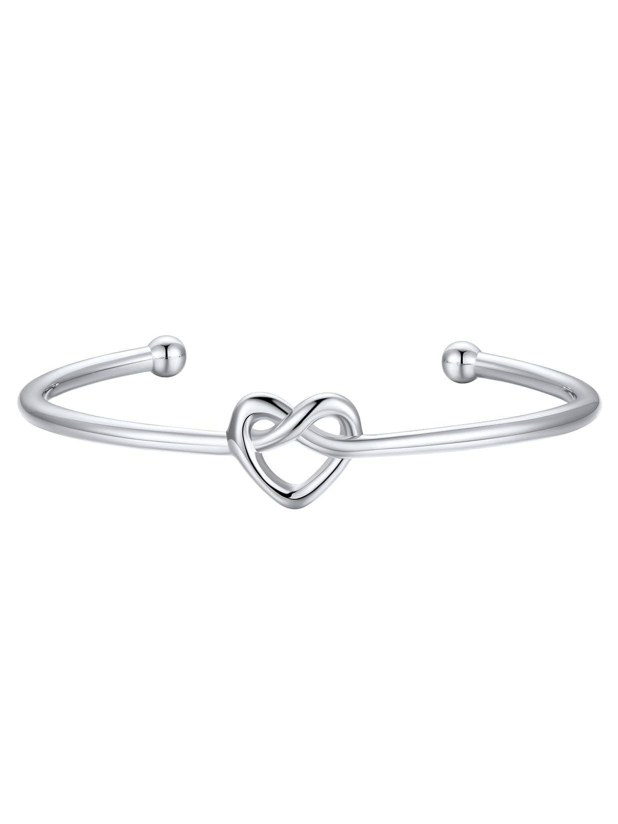 U7 Forever Love Knot Infinity Silver Bangle Bracelets Adjustable Cuff