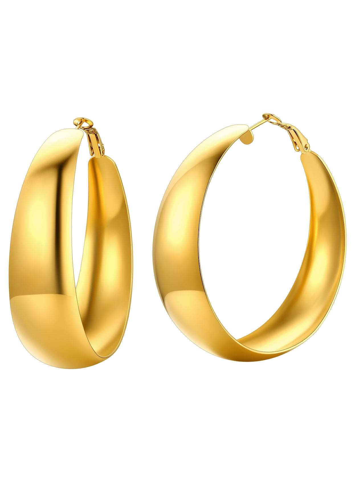 U7 Gold Hoop Earring Chunky Stainless Steel Earring for Women Girl Hoop