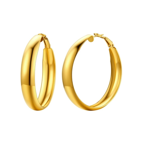 U7 Gold Hoop Earring Chunky Stainless Steel Earring for Women Hoop Earring Jewelry Christmas Birthday Gift for Daughter Wife, 40mm