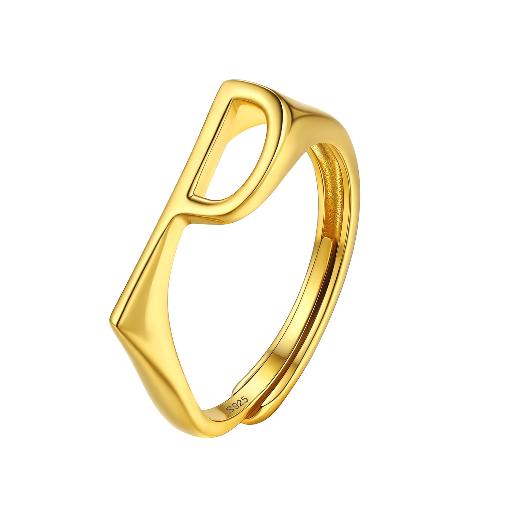 U7 Initial Ring for Women Adjustable Rings 14K Gold Plated Dainty ...