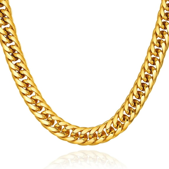 U7 Gold Plated 12MM Cuban Link Chain for Men Women 28 Inch Thick Stainless Steel Franco Curb Necklace Pop Birthday Valentines Jewelry Gift for Him Son Husband