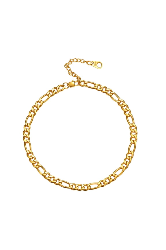 Gold Plated Anklets Barefoot Jewelry 5mm Figaro Chain Ankle Bracelet Fit Women Men