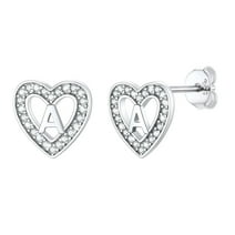 U7 Heart Initial Earrings Hypoallergenic 925 Sterling Silver Stud Earrings CZ Letter Earring for Women Girls Birthday Jewelry Gift, Letter A