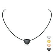 U7 Heart Necklace for Women Teen Girls Black Pendant Choker Stainless Steel Jewelry Birthday Christmas Gift for Mother