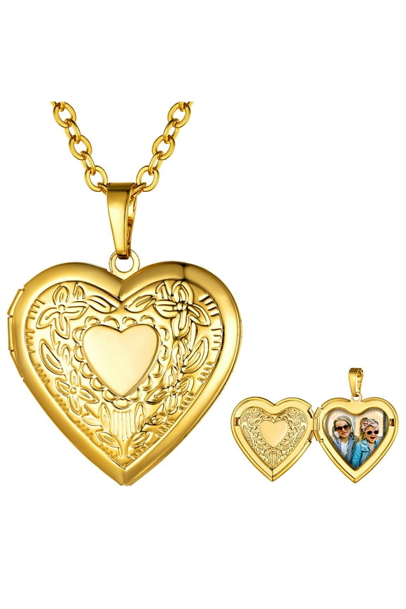 Heart Shaped Gold Pendant Photo Locket Necklace for Women Daughter Mother's Day Valentine Personalized Memorial Gift Custom Love Heart Necklaces