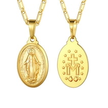U7 Holy Virgin Mary Medal Necklace for Womens Girls Gold Cross Chain Lady of Guadalupe Pendant Miraculous Catholic Christian Jewelry