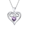 thumbnail image 1 of U7 Infinity Heart Necklace for Women 925 Sterling Silver February Amethyst Crystal Birthstone Forever Love Pendant Jewelry Birthday Mothers Day Gift for Wife Mom, 1 of 9
