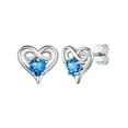 thumbnail image 1 of U7 Infinity Stud Earrings with Heart Birthstone December Turquoise Earrings for Women Sterling Silver Eternity Love Infinity Jewelry Birthday Mother's Day Gift for Mom Daughter, 1 of 9