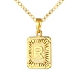 thumbnail image 1 of U7 Initial Monogram Necklace Letter Gold Pendant R for Women Men,Square Capital Resizable Chain, 1 of 7